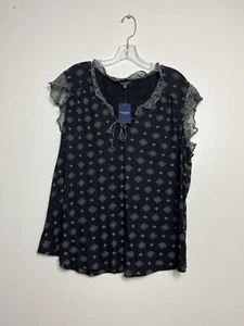 Lucky Brand Womens 2X Casual Top Black NWT - Picture 1 of 7