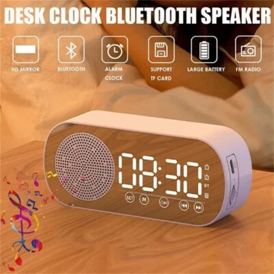 New Desk Lntellig Alarm clock Bluetooth Speaker HD Mirror Screen  Bedroom Clocks - Image 1 of 4