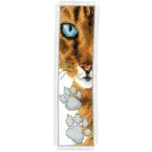 Vervaco Cross Stitch Bookmark Kit Cat 2.4" x 8" - Picture 1 of 2