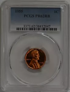 ONE OF PR62RB 1955 RED BROWN WHEAT LINCOLN PENNY PCGS PROOF P-MINT EXACT COIN - Picture 1 of 7