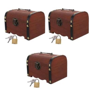  Set of 3 Retro Money Bank Kind Münzbehälter Aus Holz Vintage Geldkoffer - Zdjęcie 1 z 12