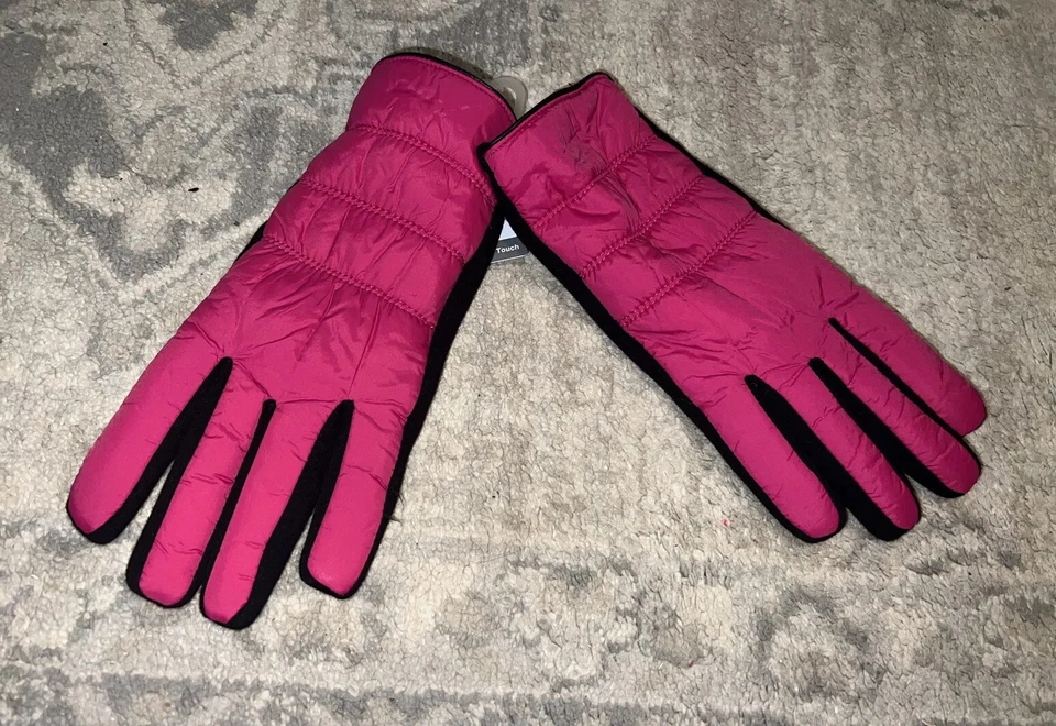 Nuevos guantes acolchados Time & Tru Tech Touch forrados de lana talla única para mujer negros rosas Foto 1 de 4