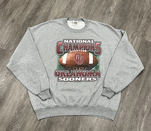 VINTAGE Oklahoma Sooners Sweatshirt Adult 2XL Gray 2000 National Champions Mens Cover