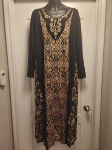Maxikleid mit weicher Umrandung Prissy gold verziert Pailletten Größe XL formell - Bild 1 von 4