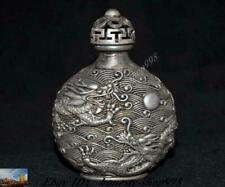 Old Chinese dynasty Tibetan silver Dragon totem Royal family snuff bottle Statue