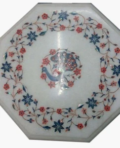 12" Marble side / corner Top semi precious stones lapis Inlay Handicraft - Picture 1 of 3