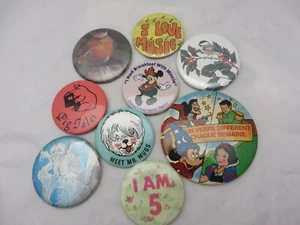 LOT PINS BUTTONS Vintage Disney Pig Tales Mr Muggs childrens i love Music  - Picture 1 of 5