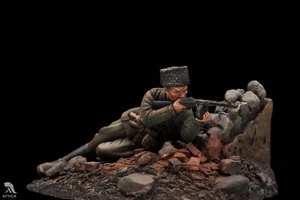 Soldado de juguete en miniatura pintado Partisan con PPSh-41 emboscada 54 mm | nivel de arte - Imagen 1 de 5