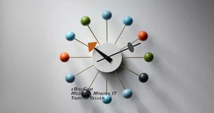 Raro orologio a sfera arancione George Nelson moderno metà secolo modello 4755 1950 replica - Foto 1 di 5