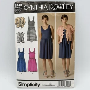 Simplicity Pattern 2443 Cynthia Rowley Sz 14-22 Dress Jacket Vest 2010 - Picture 1 of 8