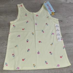 Camiseta sin mangas Cat & Jack amarilla suave floral para niñas talla S 6-7 nueva con etiquetas - Imagen 1 de 5