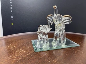 Clear Blown Glass Elephant Figurines Statue Sculpture Figurines Decorative - Picture 1 of 13