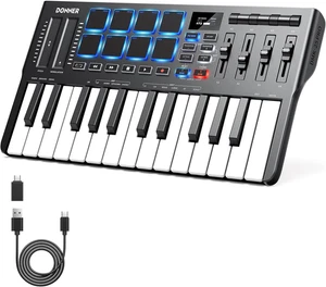 Teclado MIDI DMK25 Pro 25 teclas USB en C pads OLED barra táctil software cursos - Imagen 1 de 12