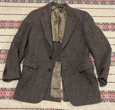 Blazer Harris Tweed Marrón Oscuro De Colección Talla S Foto 1 de 3