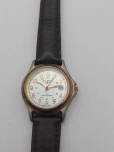 Women's COLEMAN Silver Tone Field Watch Brown Band New Battery Working - Picture 1 of 13