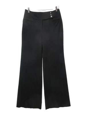 Sz 6 Regular White House Black Market WIDE LEG FLARE Pants Dress Career Poly Bl - Image 1 of 4