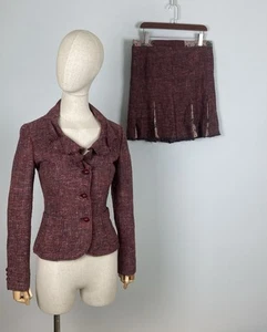 MOSCHINO CHEAP AND Vintage Burgundy Wool Suit 3 Button Blazer Size IT 40 US 6 - Picture 1 of 19