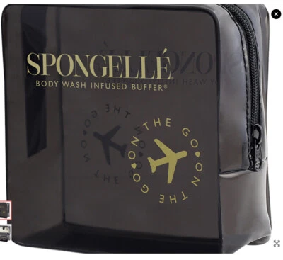 Spongelle Buffer ON THE GO TRAVEL Zipper (Black) + FREE Buffer New Random Scent