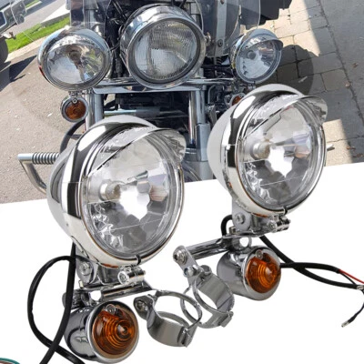 Lámpara de señal de giro de paso punto antiniebla de conducción con kit de barra de luz para motocicleta Harley Foto 1 de 4