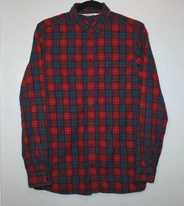 Camisa informal de franela de algodón con botones manga larga a cuadros roja azul 14 años+ de H&M Youth - Imagen 1 de 4
