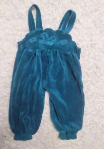Vintage  H&M Baby Girls Overalls  Velour  Royal 6-9 Months Made In DENMARK 