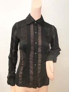 Blusa Loewe Bordada Mezcla de Seda Transparente Rayas Talla 38 - Imagen 1 de 6