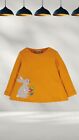 Ex Frugi Girl's Woodland Friends and Bunny Rabbit Top in Mustard Yellow (Defect)