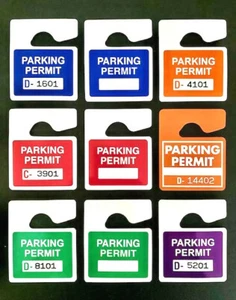 PARKING PERMIT ⭐REPLACEMENT⭐ CAR MIRROR HANG TAG PERMITS PLASTIC (DROPDOWN MENU) - Picture 1 of 10