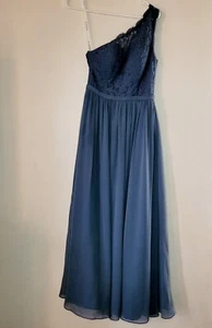 Azazie Bridesmaid Dress Women's Size A4 Blue Prom Long Lace Wedding Romantic - Picture 1 of 16