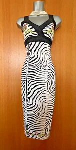 Karen Millen UK 10 Zebramuster Stretch Seide Pailletten Party Cocktail Bleistiftkleid - Bild 1 von 9