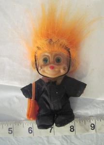 Vintage Russ Troll Doll Cat Halloween Costume Orange Hair Pumpkin Bag & Ears - Picture 1 of 7