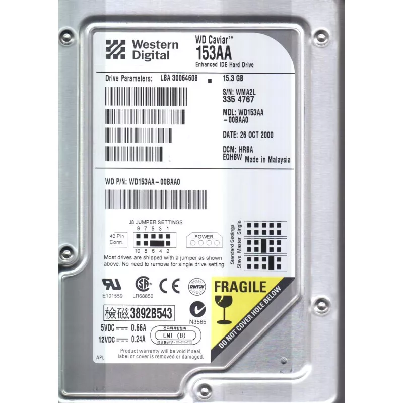 13 GB Ide WD AC313600-75DW 3.5 " / W13-0207 - Image 1 of 1