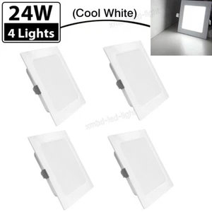 4 Pack 24W LED Recessed Ceiling Panel Down Lamps Cool White Kitchen Fixtures US - Picture 1 of 11