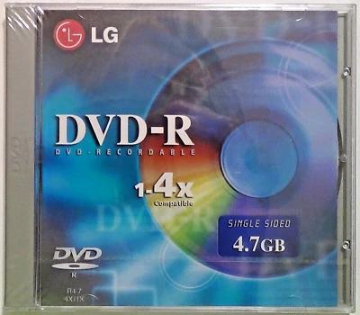 LG DVD-R (DVD grabable) 1-4X compatible una cara 4,7 GB sellado (lote de 2) Foto 1 de 2