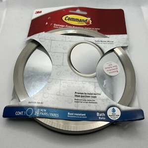 3M BATH35-SN-ES Command Satin Nickel Metal Bath Mirror - Picture 1 of 4