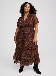 Maxi Vestido Torrid de Gasa Negro Naranja Nuevo con Etiquetas Nuevo 4X - Imagen 1 de 11