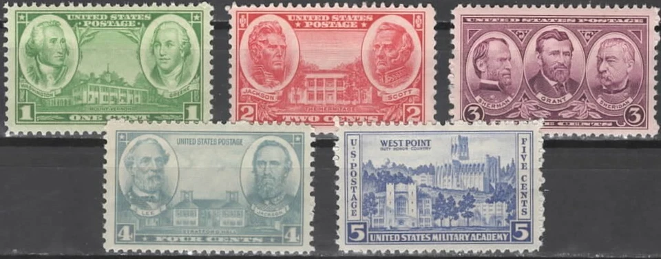 US Scott #785-789, Army Issue, 1936,37, MNH - Image 1 of 1