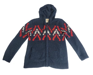 Hollister Hoodie Pullover Gr. SM Baumwollmischung aztekisch gestrippter Saum mit durchgehendem Reißverschluss - Bild 1 von 8