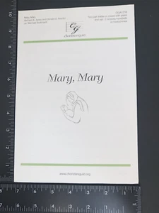 CHOIR ANTHEM SHEET MUSIC Mary, Mary Two part Treble, mixed /piano opt handbells - Picture 1 of 4