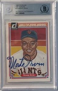 1983 Donruss HOF Heros #15 Monte Irvin Slabbed Beckett Authentic Autograph 465 - Picture 1 of 2