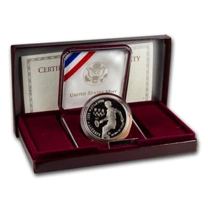 (1) 1996 P Olympic Tennis $1 Commemorative Proof Silver Dollar Coin w/Box & COA - Picture 1 of 5