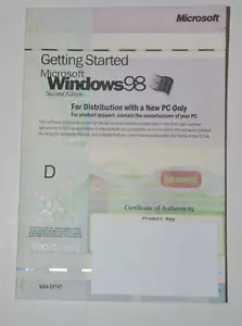 Microsoft Windows 98 2nd Edition Erste Schritte nur Handbuch Product Key KEINE DISC - Bild 1 von 1