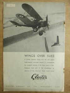 8/1938 PUB GLOSTER FLUGZEUG GLADIATOR KANAL SUEZ ÄGYPTEN GEBEL MARIAM ORIGINAL ANZEIGE - Bild 1 von 1