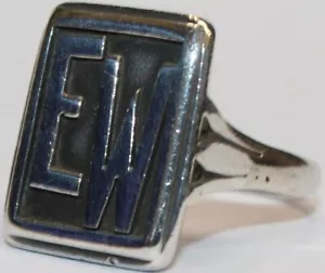 A0307 - Silber Ring Siegelring EW Monogramm Jugendstil Antikschmuck - Petschaft - Bild 1 von 6