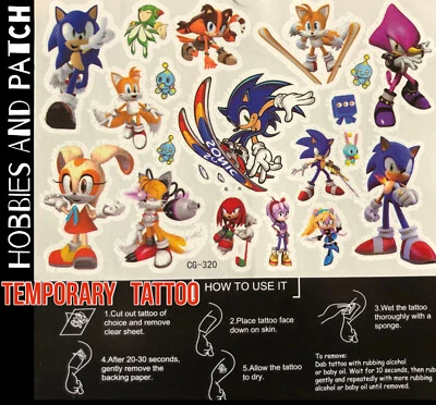 Sonic the Hedgehog temporary tattoo tatuaggi temporanei bambini festa compleanno - Imagen 1 de 3
