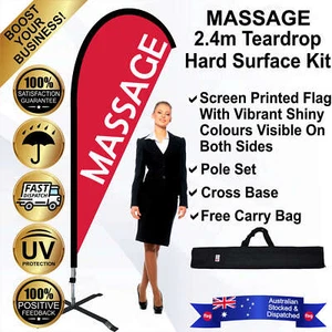 MASSAGE Red 2.4m Teardrop Flag/Banner Kit with Cross Base *Cost Effective - Picture 1 of 10