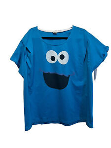Sesame Street Cookie Monster Face Adult T-Shirt  Altered For A Woman’s Shape 3x