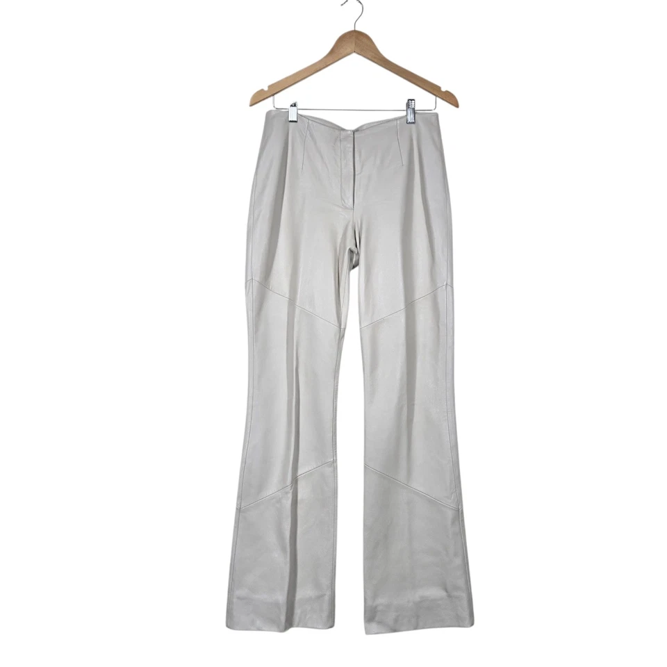 Pantalones de cuero Venus Williams Wilsons talla 8 beige acampanados forrados LEER Foto 1 de 4