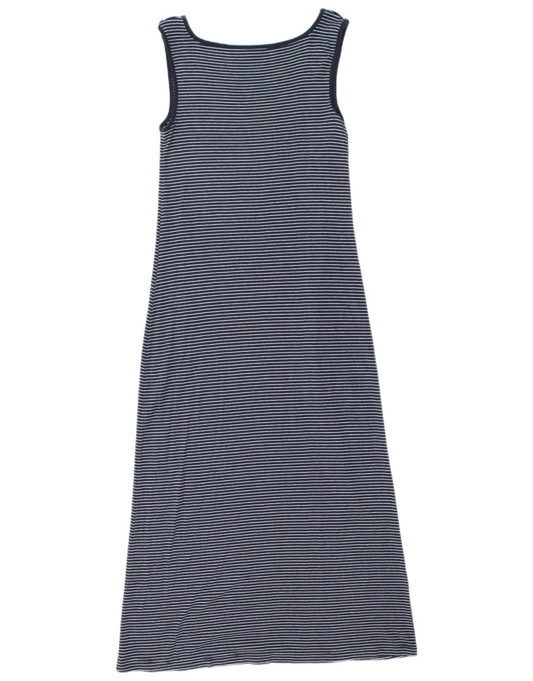 BENETTON женщин макси платье Великобритании 12 средний темно-синий в полоску морской BR02 - Изображение 1 из 3