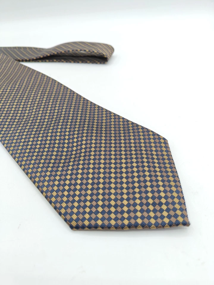 🇮🇹 Borrelli Mens Brown Check SIlk Tie Made In Italy 59x3 7/8  - Image 1 of 4